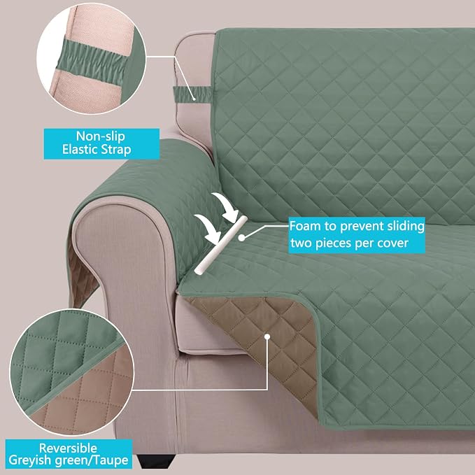 U-NICE HOME Recliner Chair Covers Reversible Quilted Water Repellent Pet - Image 3