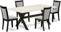 East West Furniture X627MZ606-5 5 Piece Dining Room Table Set Includes a Rectangle Kitchen Table with X-Legs and 4 Shitake Linen Fabric Parsons Dining Chairs, 40x72 Inch, Multi-Color