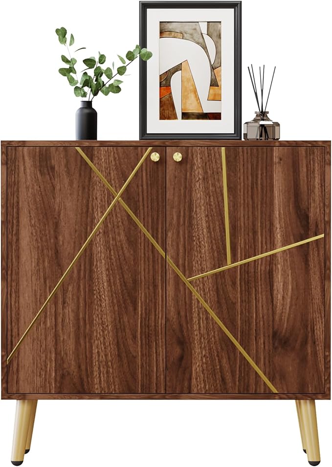 Storage Cabinet, Free Standing Buffet Cabinet, Morden Sideboard and Buffet Storage, Wood Accent Cabinet for Living Room, Hallway, Entryway (1, Brown)