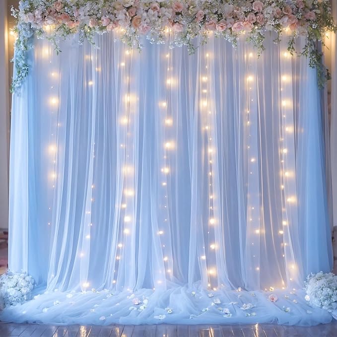 10ft x 15ft Baby Blue Tulle Backdrop Curtain - Image 5