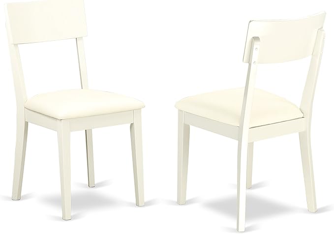 East West Furniture CAAD7-LWH-LC 7 Piece Dining Table Set Consist of a Rectangle Wooden Table and 6 Faux Leather Dining Room Chairs, 36x60 Inch, Linen White