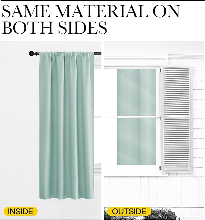 NICETOWN Bedroom Curtains Blackout Draperies, Aqua Blue, 1 Pair, 34-inch W x - Image 5