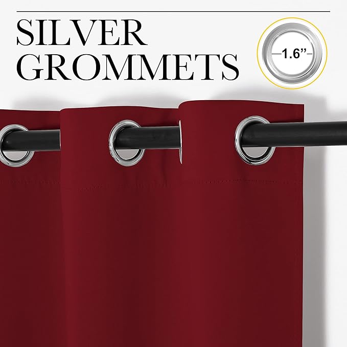 NICETOWN Burgundy Red Blackout Curtains 102 inches Length - Image 2