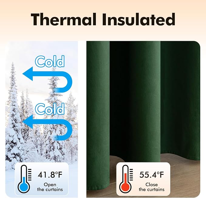 MIULEE Christmas Velvet Curtains Emerald Green Elegant Grommet Thermal - Image 5