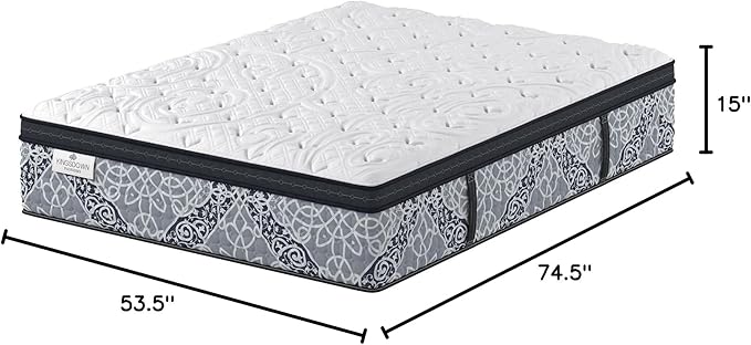 Kingsdown Firm Euro Pillow Top Hybrid Full/Double Mattress Cooling Gel Memory Foam Layer Multi-Layered Motion Isolation Cool Sleep Quilted Top Luxury Mattresses, 15-inch, Passions Engleson
