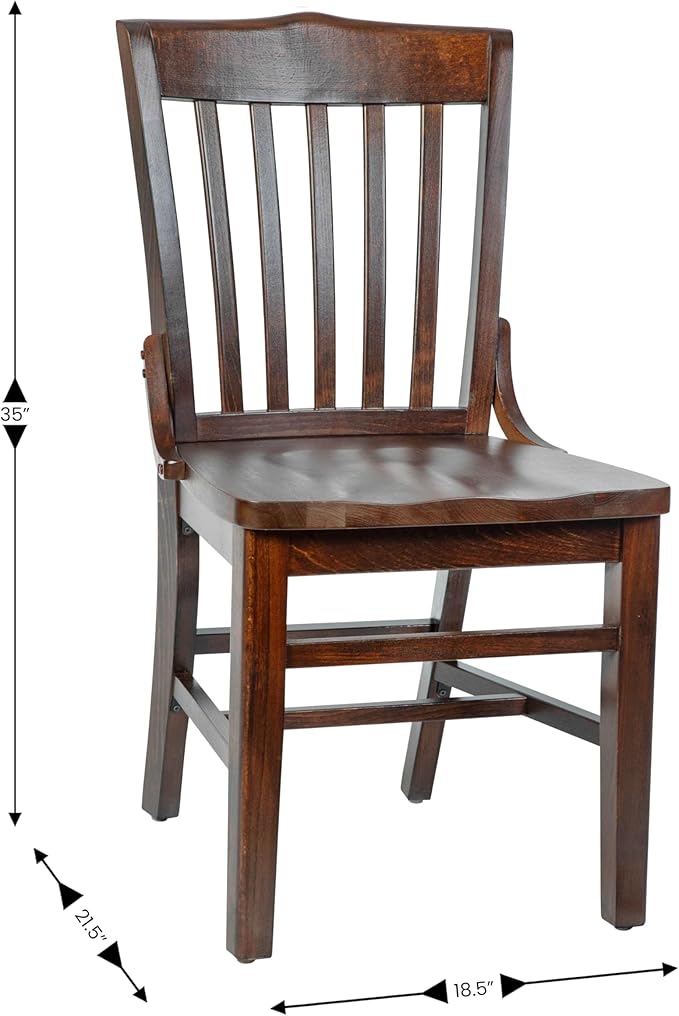 Flash Furniture Hercules Series School House Back Mahogany Wood Dining Chair, Traditional Elegant Wood Restaurant Chair, Walnut Wood