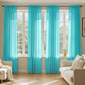 MIULEE Turquoise Sheer Curtains 96 Inches Long, 4 Panels Set, Light Filtering by MIULEE