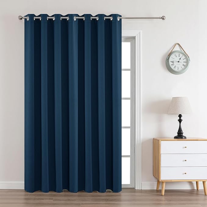 Joydeco Navy Blue Custom Solid Single Blackout Curtain by JOYDECO