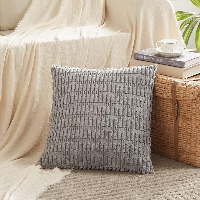 Fancy Homi 4 Packs Grey Decorative Throw Pillow Covers 18x18 Inch - Image 2
