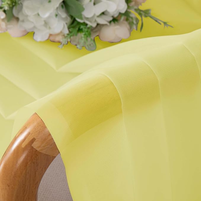 OWENIE Short Lemon Sheer Curtains 36 Inch Length 2 Panels Set, Kitchen Tiers - Image 6