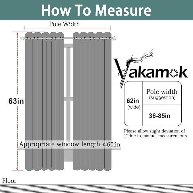 Yakamok 63 Inch Long Blackout Curtains Room Darkening Thermal Insulated - Image 7