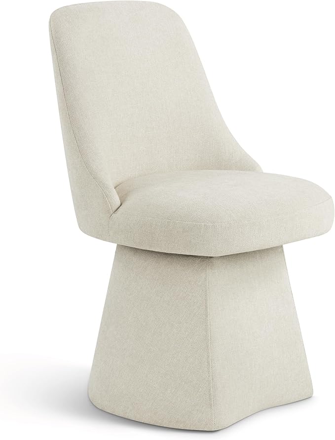 Swivel Dining Chair Mid Century Modern DeskChair High Back Upholstered Linen Fabric SideChair for Kitchen Diningroom Bedroom,Linen,1 Box