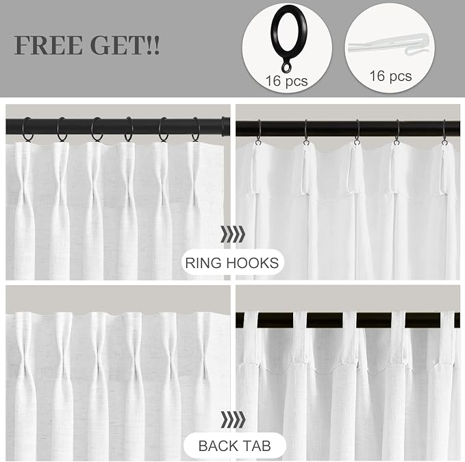 102 Inch Linen Pleated Curtains - Image 3
