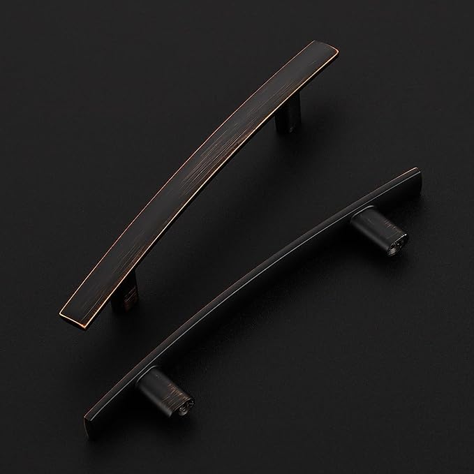 25 Pack Cabinet Handles 3.75" Hole Center - Curved Cabinet Pulls Oil Rubbed Bronze Drawer Pulls for Kitchen Cupboard Solid Hardware for Dresser Drawer Arch Hardware