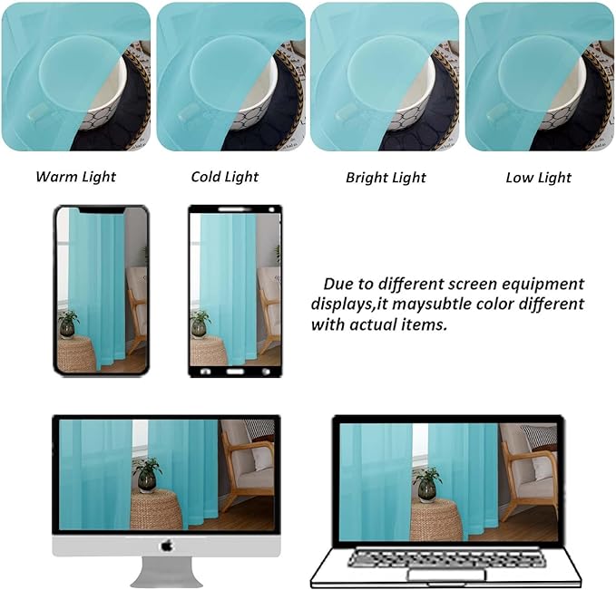 Chyhomenyc Extra Long Sheer Curtains 120 Inches Long 2 Panels Set, Light - Image 4