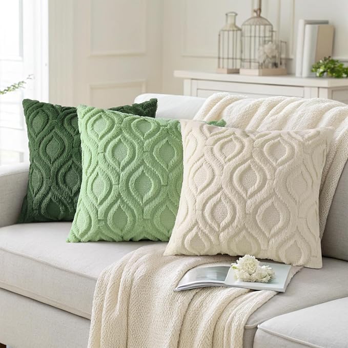 decorUhome Throw Pillow Covers 18x18 Inch Set of 2, Soft Plush Faux Wool Forest - Image 4