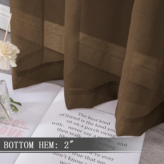 Tollpiz Short Sheer Curtains Linen Textured Living Room Curtain Sheers Light - Image 4
