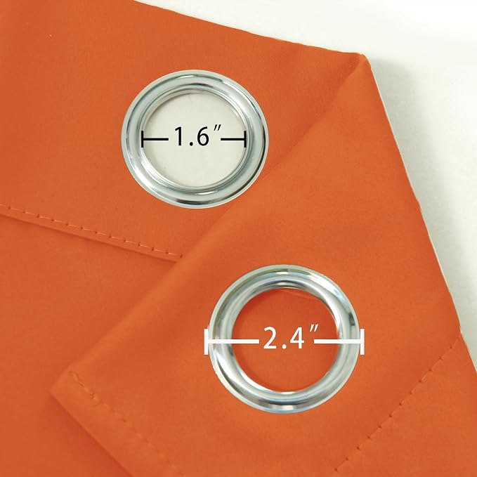 LEMOMO Orange Blackout Curtains 42 x 54 Inch Length Set of 2 Panels Grommet - Image 5