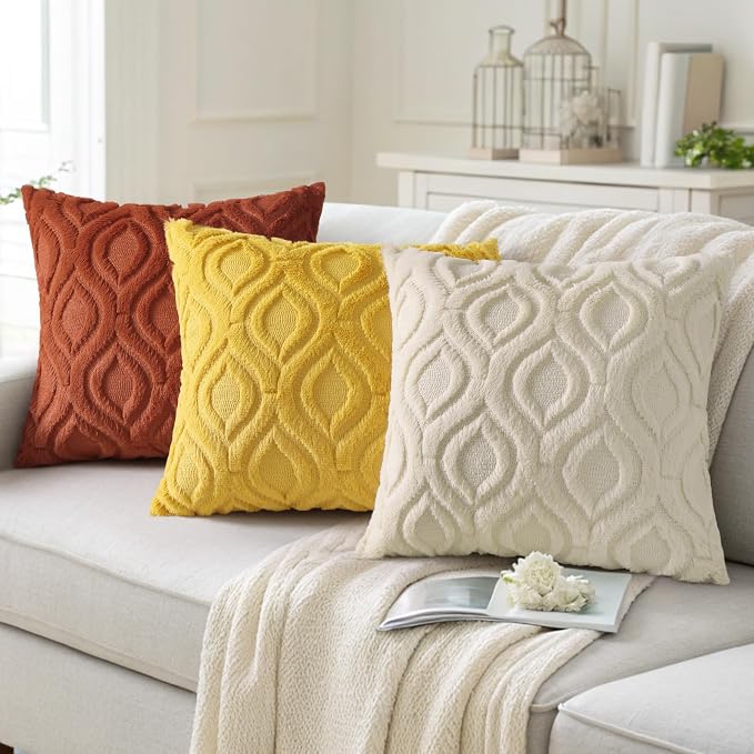decorUhome Summer Throw Pillow Covers 24x24 Inch Set of 2, Soft Plush Faux Wool - Image 7