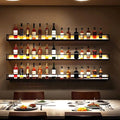 63in Wall-Mounted Metal Wine Rack with LED Lights 3-Tier Floating Bar Shelves with Wine Glass Rack Large Wine Bottle Display Rack Hanging Shelf, for Home Bar Dining Room Decorative (black, 160cm/63in)