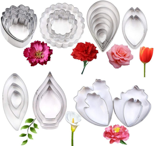 7set Stainless Steel Gum Paste Fower Cutter Set Fondant Flower Leaves Cutter Sugarcraft Cookie Cutter DIY Making Tools for Cake decorating Making Tools for Cake decorating