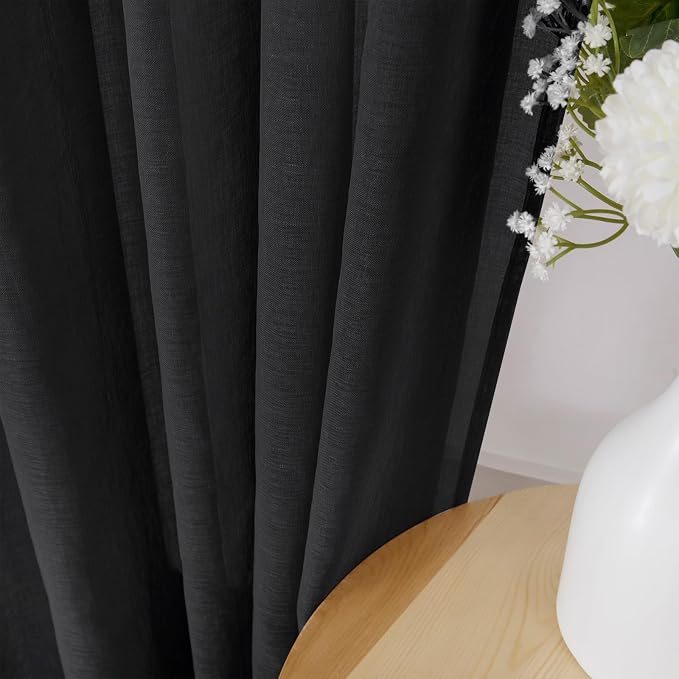Tollpiz Short Sheer Curtain Living Room Linen Textured Curtains Sheer Light - Image 3