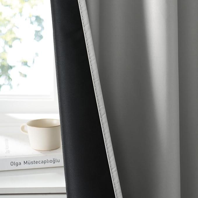 RYB HOME Bedroom Blackout Curtains 54 inches Long, 100% Blackout Thermal - Image 3