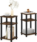 Furinno Just 3-Tier Turn-N-Tube End Table, 2-Pack, Amber Pine/Black