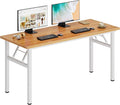 DlandHome Large Computer Desk, Folding Desk, Decent and Steady Home Office Desk/Workstation/Table 54.3inch Teak White