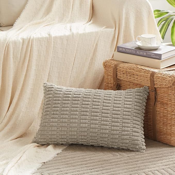 Fancy Homi 4 Packs Taupe Decorative Throw Pillow Covers 12x20 Inch - Image 2