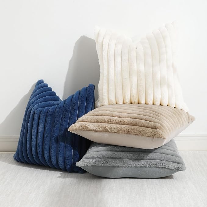 decorUhome Cozy Faux Fur Throw Pillow Covers 26x26 Set of 2 Decorative Soft - Image 5