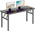 DlandHome Large Computer Desk, Folding Desk, Decent and Steady Home Office Desk/Workstation/Table 54.3inch Black Black