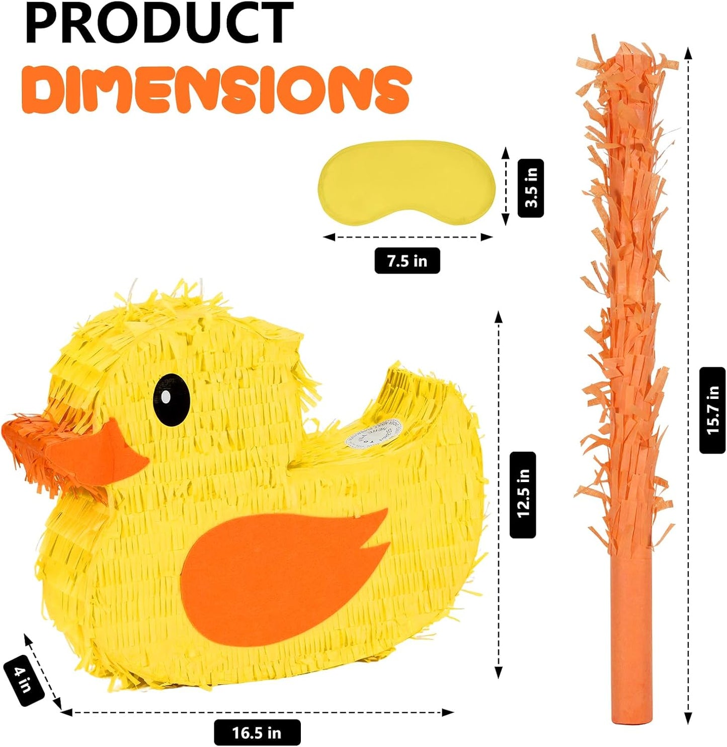 Duck Pinatas Bundle with a Blindfold and a Bat(16.5 x 12.6 x 4 Inches), Perfect for kid's Birthday Parties, Farm Animal Theme Parties and Decorations