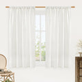 LAMIT Ivory White Linen Curtains 54 Inch Length, Faux Linen Textured Light by LAMIT
