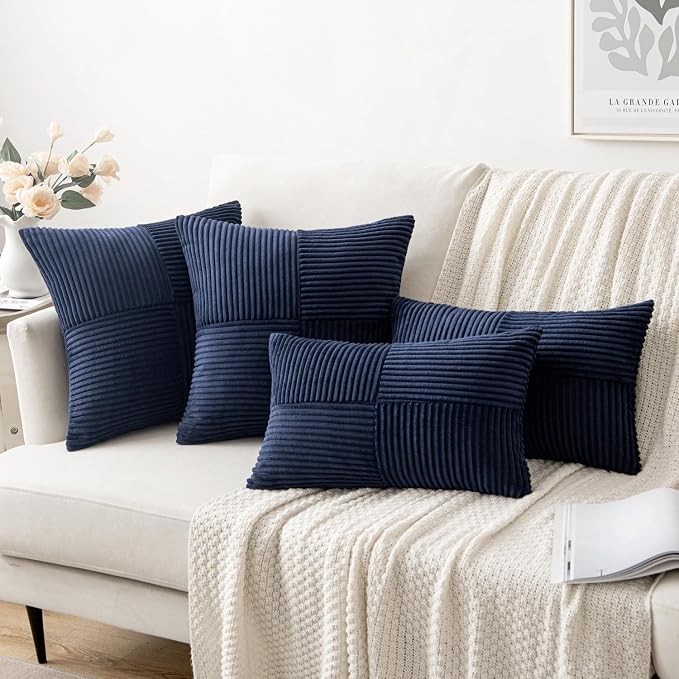MIULEE Navy Blue Decorative Lumbar Throw Pillow Covers 12x20 Inch - Image 4