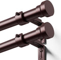 YaFex Curtain Rods 2 Pack 32-58 Inch, Heavy Duty 1 Inch Curtain Rod, Bronze by YaFex