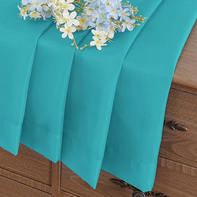 Turquoise Window Sheer Curtains 45 Inches Length, Voile Short Curtains - Image 8
