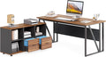 LITTLE TREE 63" Office Desk and 47" File Drawer Cabinet, Large Computer Desk, Study Writing Desk Workstation for Home Office