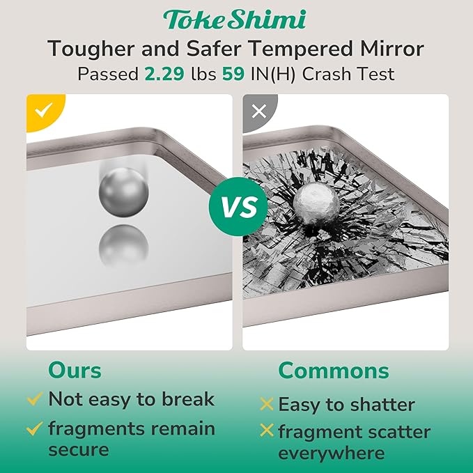 TokeShimi 30x36 Brushed Nickel Mirror for Bathroom,Modern Bathroom Vanity Mirror,Tempered Glass,Aluminum Framed Mirror(Horizontal/Vertical)