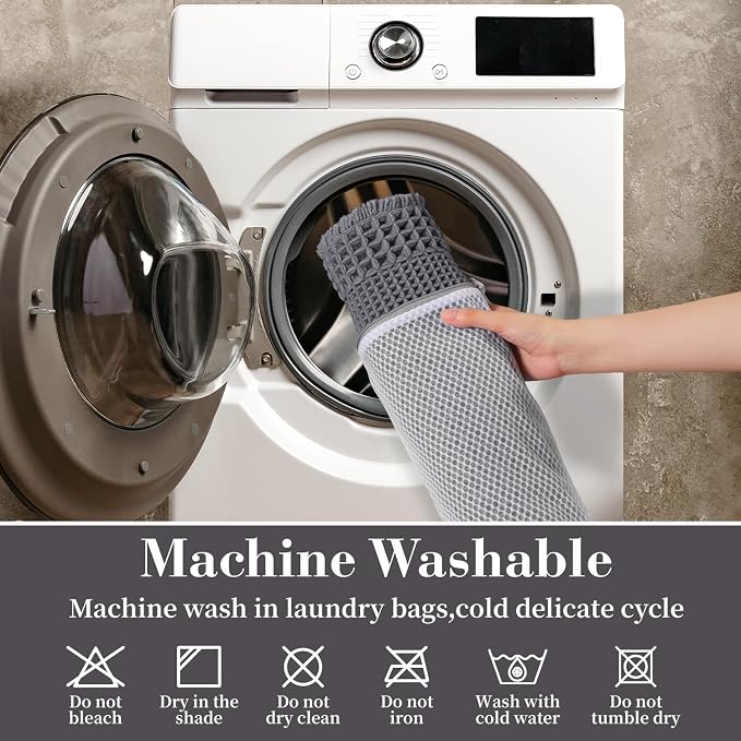 RESARE Waffle Bath Mat, Super Absorbent Non-Slip Machine Washable, Ultra Soft - Image 6