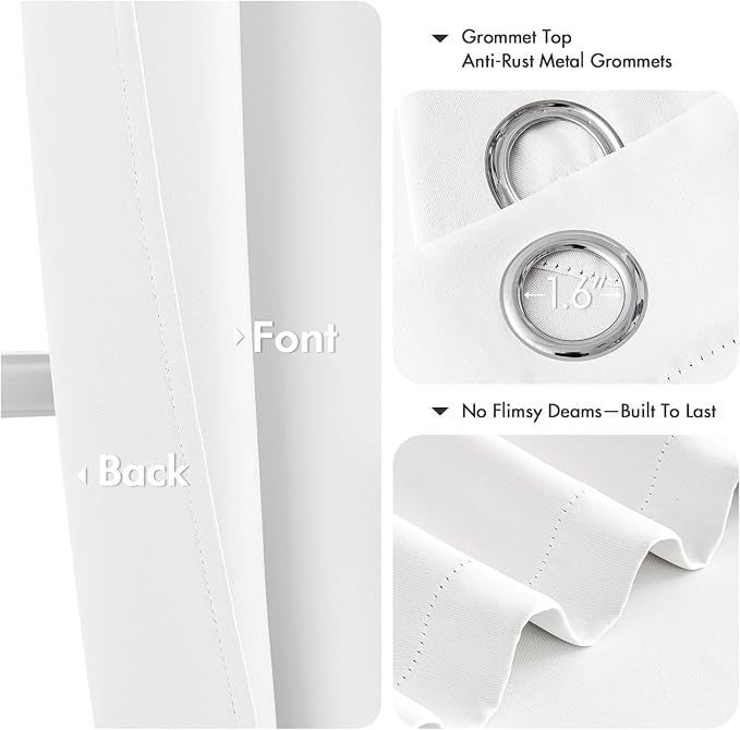 MIULEE Pure White Curtains for Bedroom Living Room 84 Inches Long 2 Panels - Image 4
