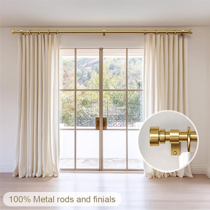 Lootkell Gold Curtain Rods for Windows 28 to 48 Adjustable Modern Curtain Rod 1 - Image 2