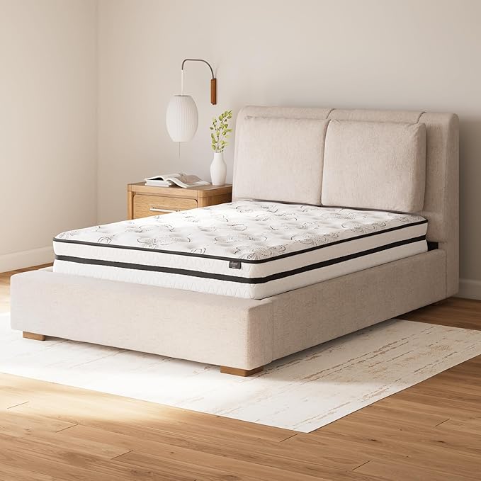 Signature Design by Ashley King Size Chime 10 Inch Medium Firm Hybrid Mattress with Cooling Gel Memory Foam for Pressure Relief, Fiberglass Free, Mattress In A Box