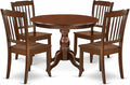 East West Furniture HBDA5-MAH-W 5 Piece Dining Set Includes a Round Dining Table with Pedestal and 4 Kitchen Chairs, 42x42 Inch, Mahogany