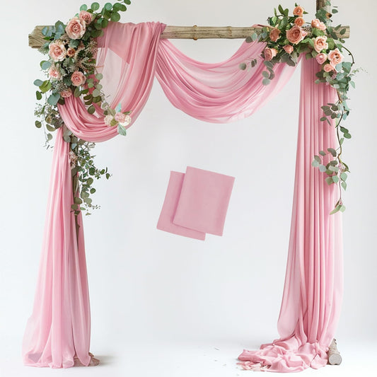 Wedding Arch Draping Fabric 2 Panels 28.7" x 20FT Blush Pink Sheer Chiffon Backdrop Drapes for Wedding Ceremony Birthday Party Bridal Shower Outdoor Decoration