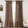 Nanspring Extra Long Caramel Brown Linen Curtains 2 Panels 102 Inches Long by Nanspring