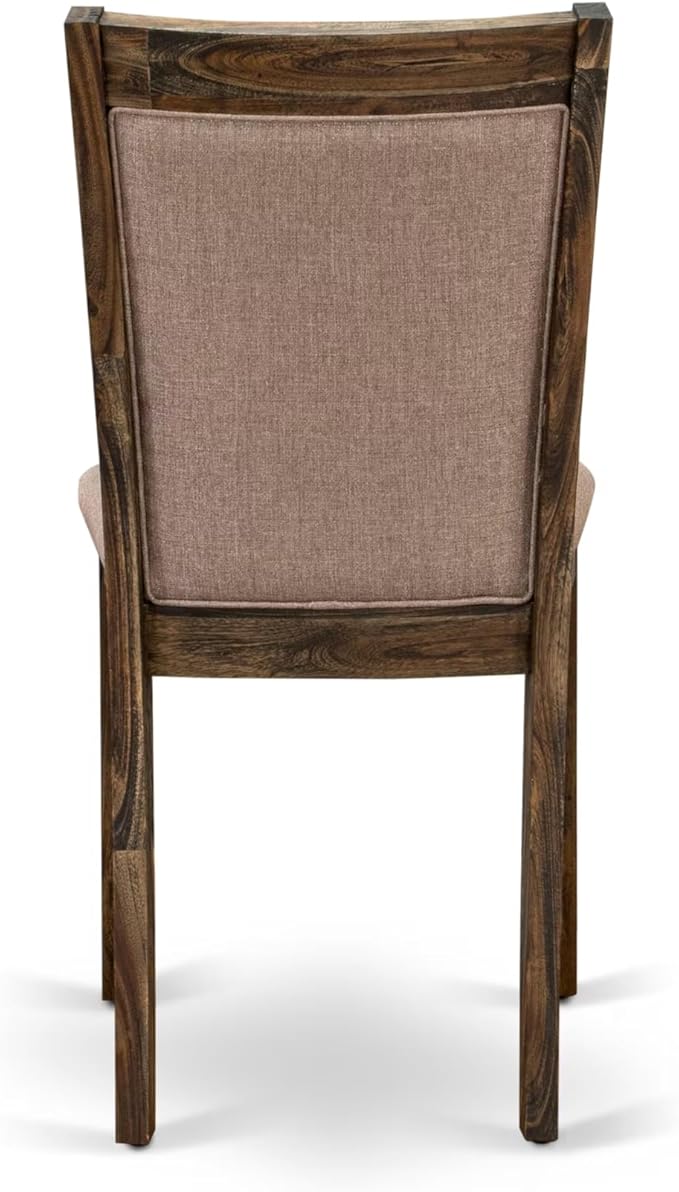 East West Furniture V777MZ716-7 7 Piece Dinette Set Consist of a Rectangle Dining Table with V-Legs and 6 Dark Khaki Linen Fabric Parson Dining Room Chairs, 40x72 Inch, Multi-Color