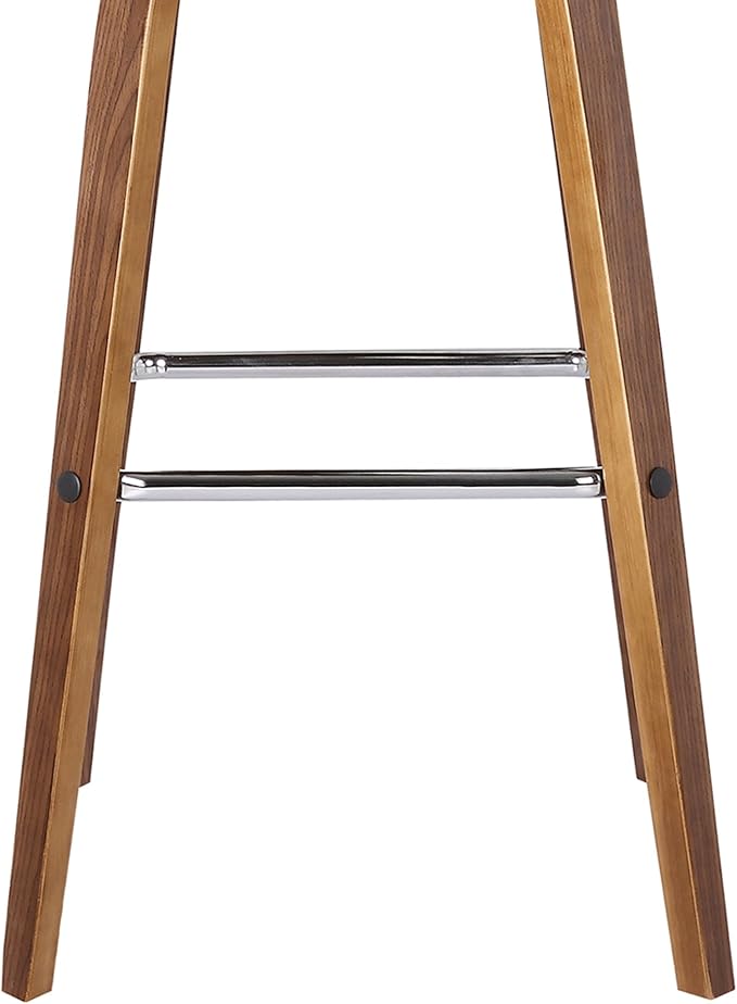 Armen Living Vienna 26" Swivel Counter Stool in Walnut Wood Finish with Brown Faux Leather - Set of 4