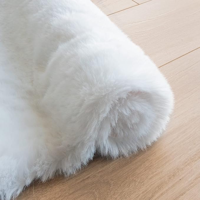 ORINOVA White Faux Bunny Fluffy Fur Rug Washable Area Rugs - Image 7