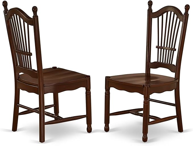 East West Furniture MZDO5-MAH-W 5 Piece Dining Room Table Set Includes a Rectangle Kitchen Table with Dropleaf and 4 Dining Chairs, 36x54 Inch, Mahogany